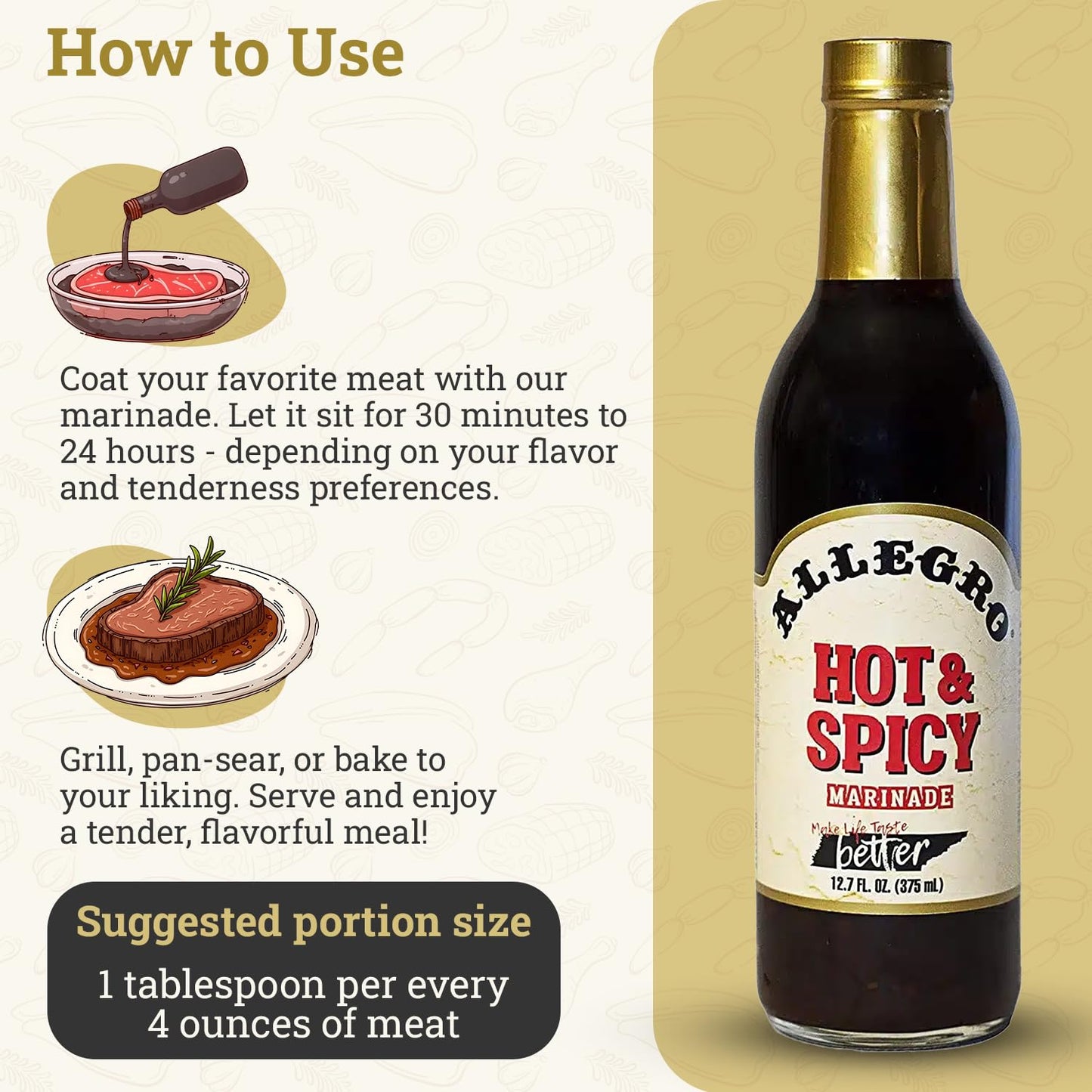 ALLEGRO - The Marinate Everything Marinades - Hot & Spicy 12.7 oz, Pack of 4