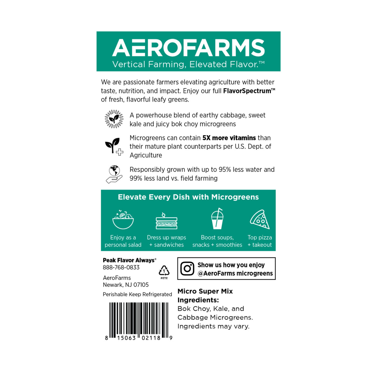 AeroFarms, Microgreens Super Mix Hearty Kale Cabbage Conventional, 2 Ounce