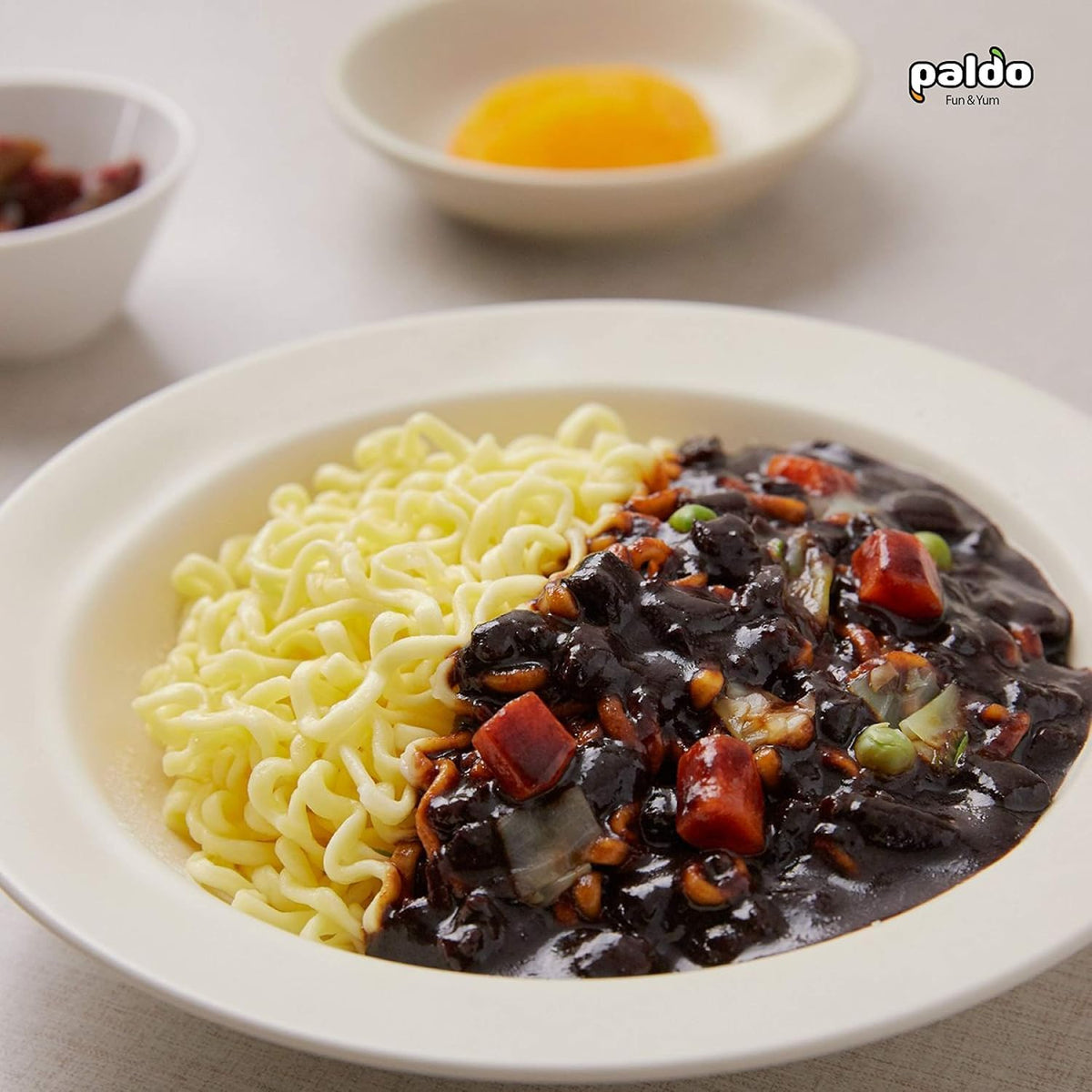 Paldo Fun & Yum Ilpoom Jjajangmen Noodles, Pack of 4, Traditional Brothless Chajang Ramen with Savory & Sweet Black Bean Sauce,