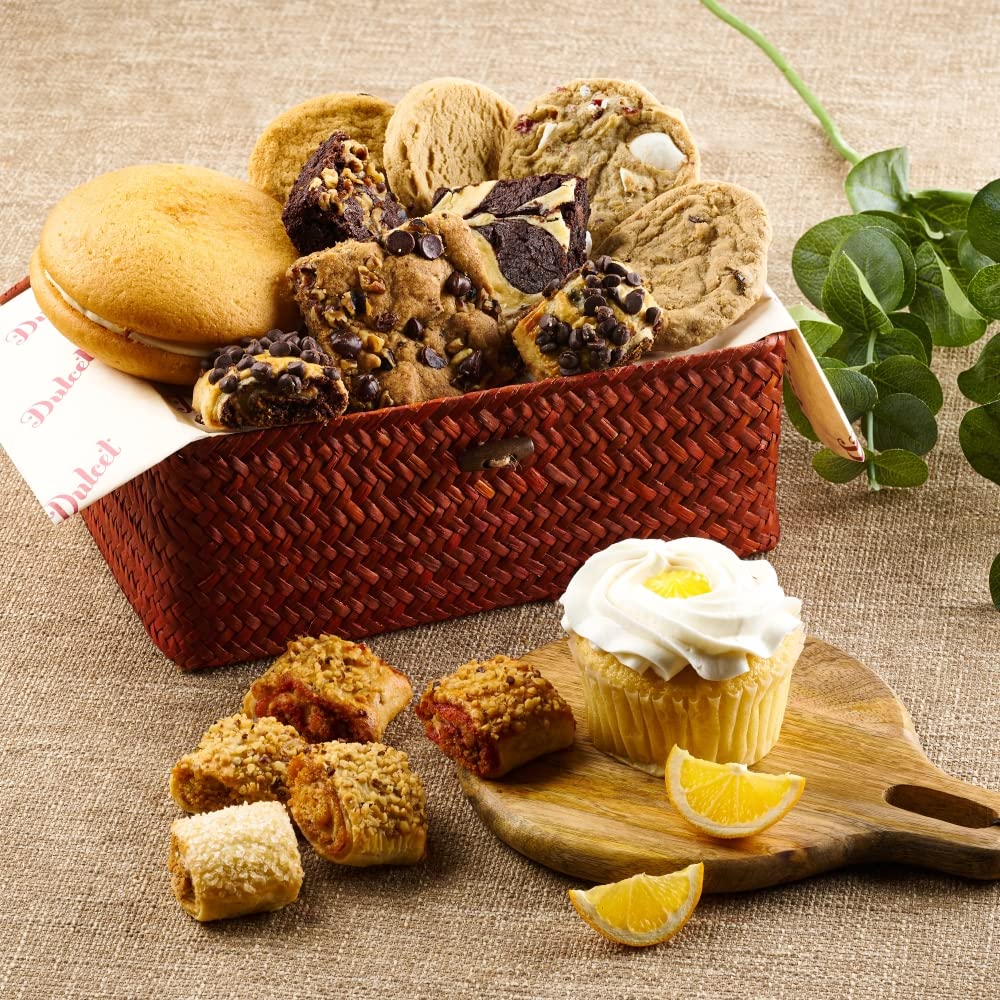 Dulcet Gift Baskets Oven Fresh Baked Pastry Deluxe Gift Basket With Brownies, Cupcakes! Great Gift For Friends, Him, Her, Corporate Gifting, Holiday, Sympathy, Get Well Care Package Or Birthday Gift