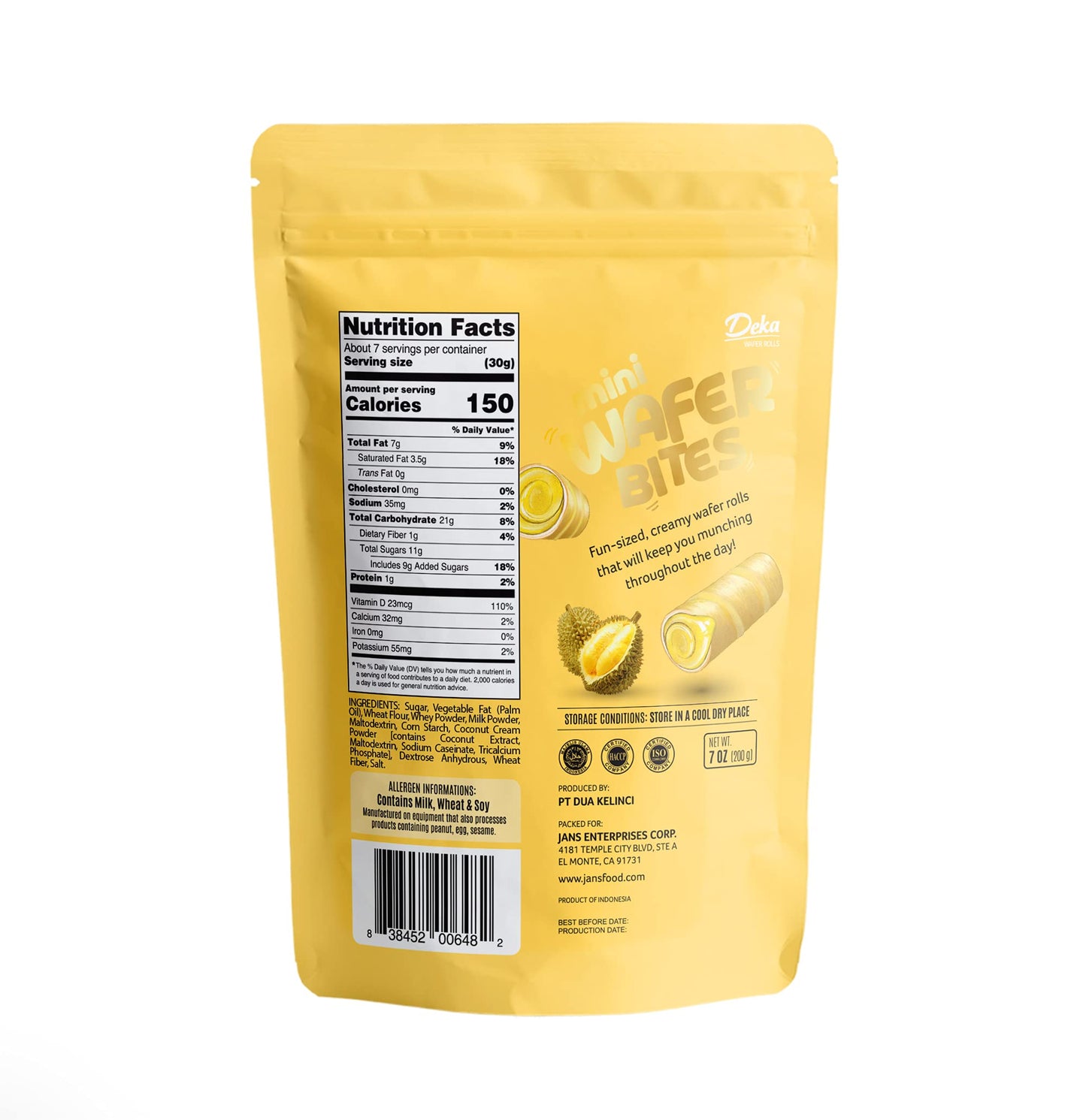 Deka Mini Wafer Bites (Durian, Pack Of 3)