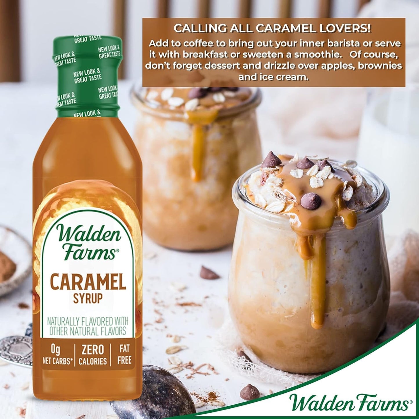 Walden Farms Caramel (2 Bottles) Syrup, Sugar Free, Calorie Free, Fat Free, Carb Free, Gluten Free (24 Oz) By Walden Farms