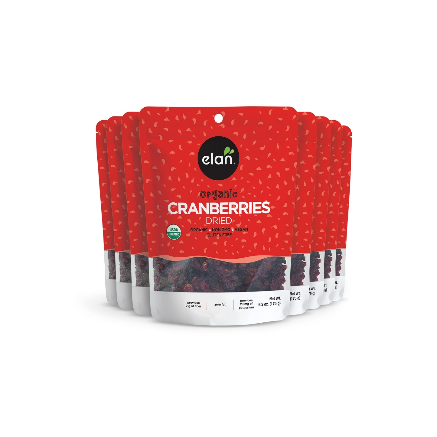 Elan Organic Dried Cranberries, Whole Dried Cranberries, No Sulphites, No Fat, Non-GMO, Vegan, Gluten-Free, Kosher, Dried Fruits