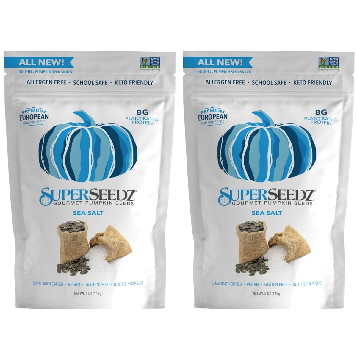 SuperSeedz Dry Roasted Pumpkin Seeds, Sea Salt, 5 oz (2 Pack)