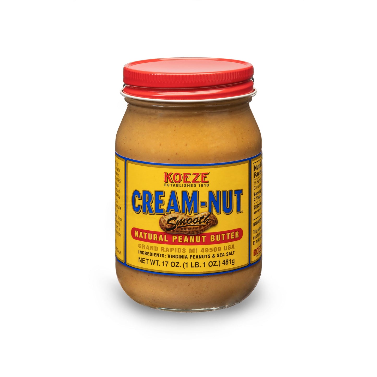 Cream-Nut Natural Smooth Peanut Butter - 17 Ounce Jars (Pack of 6)