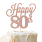 YCTHUNFISH 80th Birthday Cake Topper Black Glitter Number 80 Rose Gold Bamboo Decoration