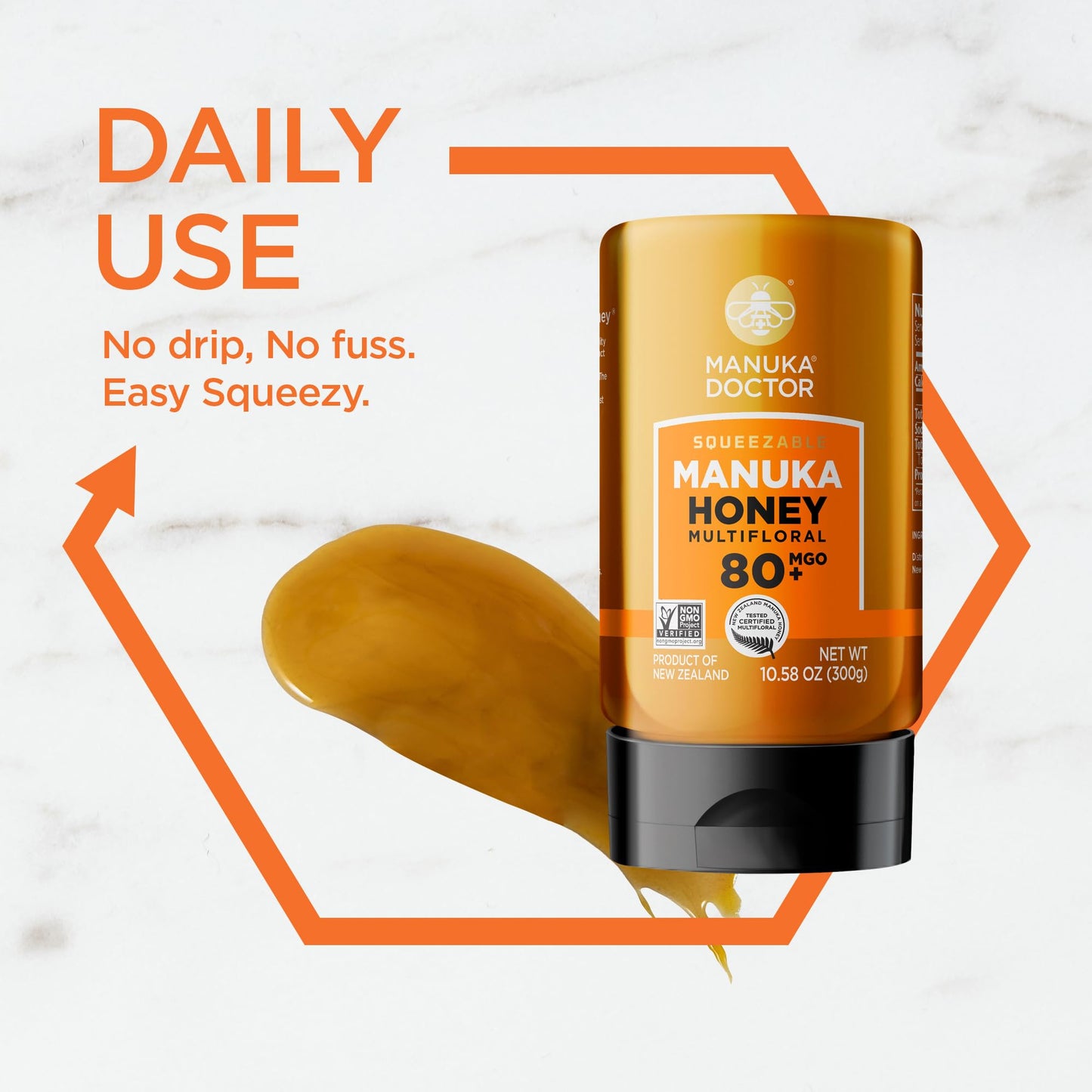 MANUKA DOCTOR - MGO 80+ SQUEEZY Manuka Honey Value Bundle, 3 Squeeze Bottles, Multifloral 100% Pure New Zealand Honey. Certified
