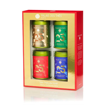 Palais Des Th?S - N25 Holiday Collection Miniatures Box Gift Set - Assortment Of Black  Green  Herbal  And Rooibos Teas - Variety Pack Of 4 Top-Grade Loose Leaf  3.5Oz Tin