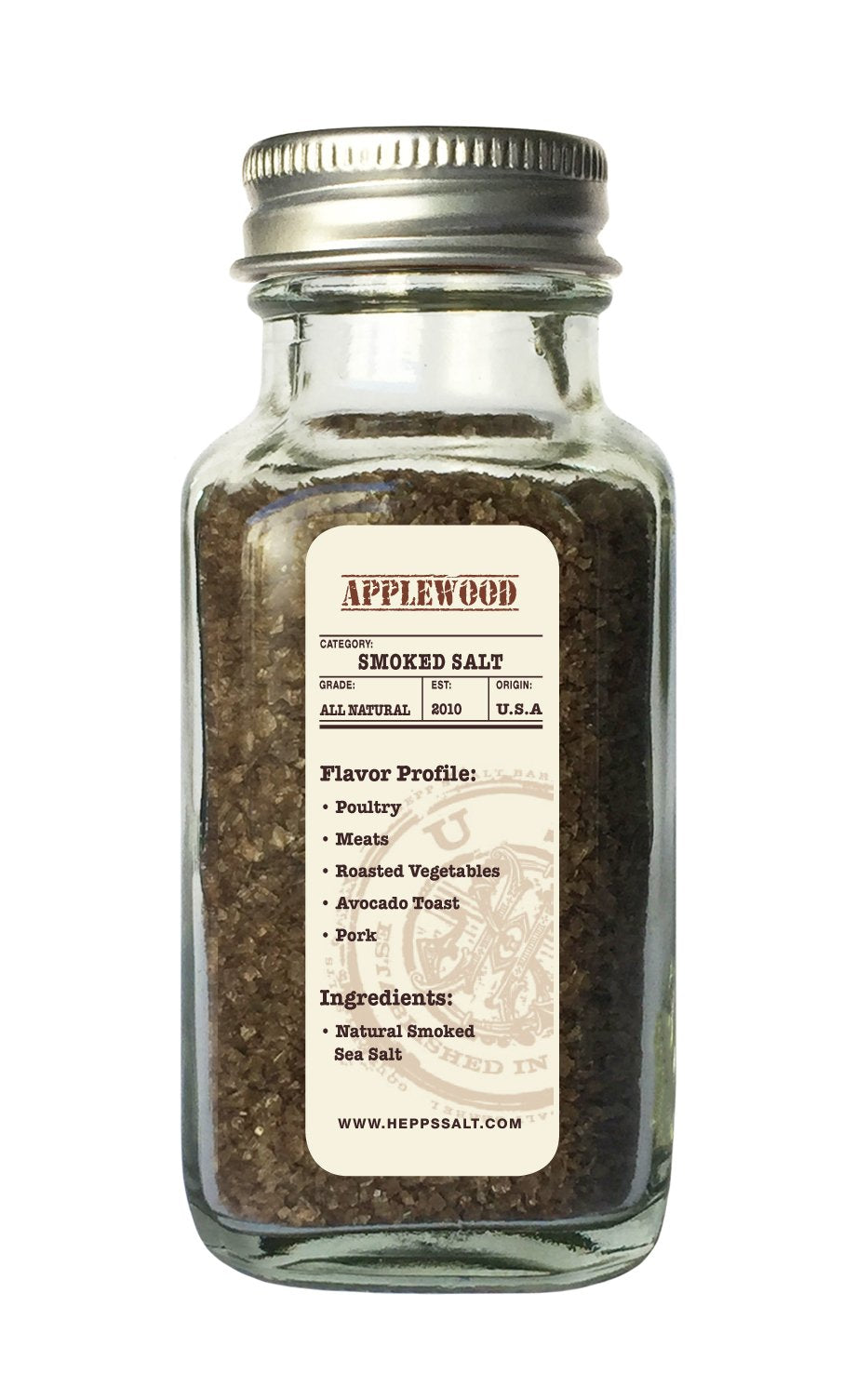 Hepps Salt Co. Applewood Salt, Natural Flavor Enhancer, 1.5 oz