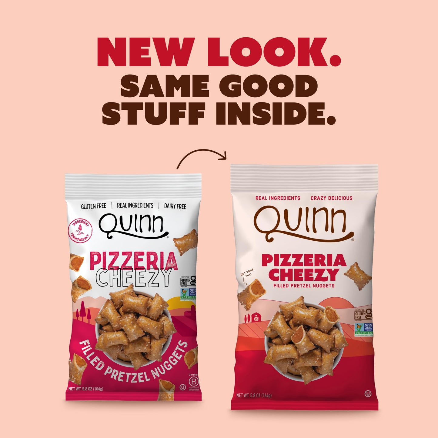 Quinn Pizzeria Cheezy Filled Pretzel Nuggets - Made with Real Ingredients, Whole Grain Sorghum, Sea Salt, Vegan, Gluten Free, Da