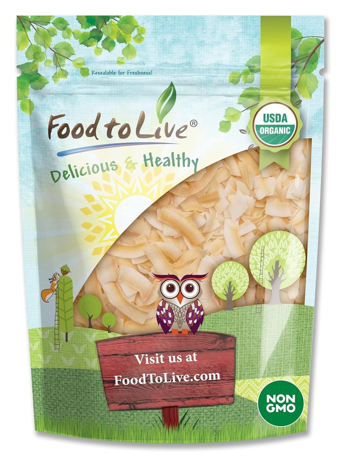 Food to Live - Organic Toasted Coconut Chips, 12 Ounces - Non-GMO, Desiccated Coconut Flakes, Unsweetened, Unsulfured, Vegan, Bu