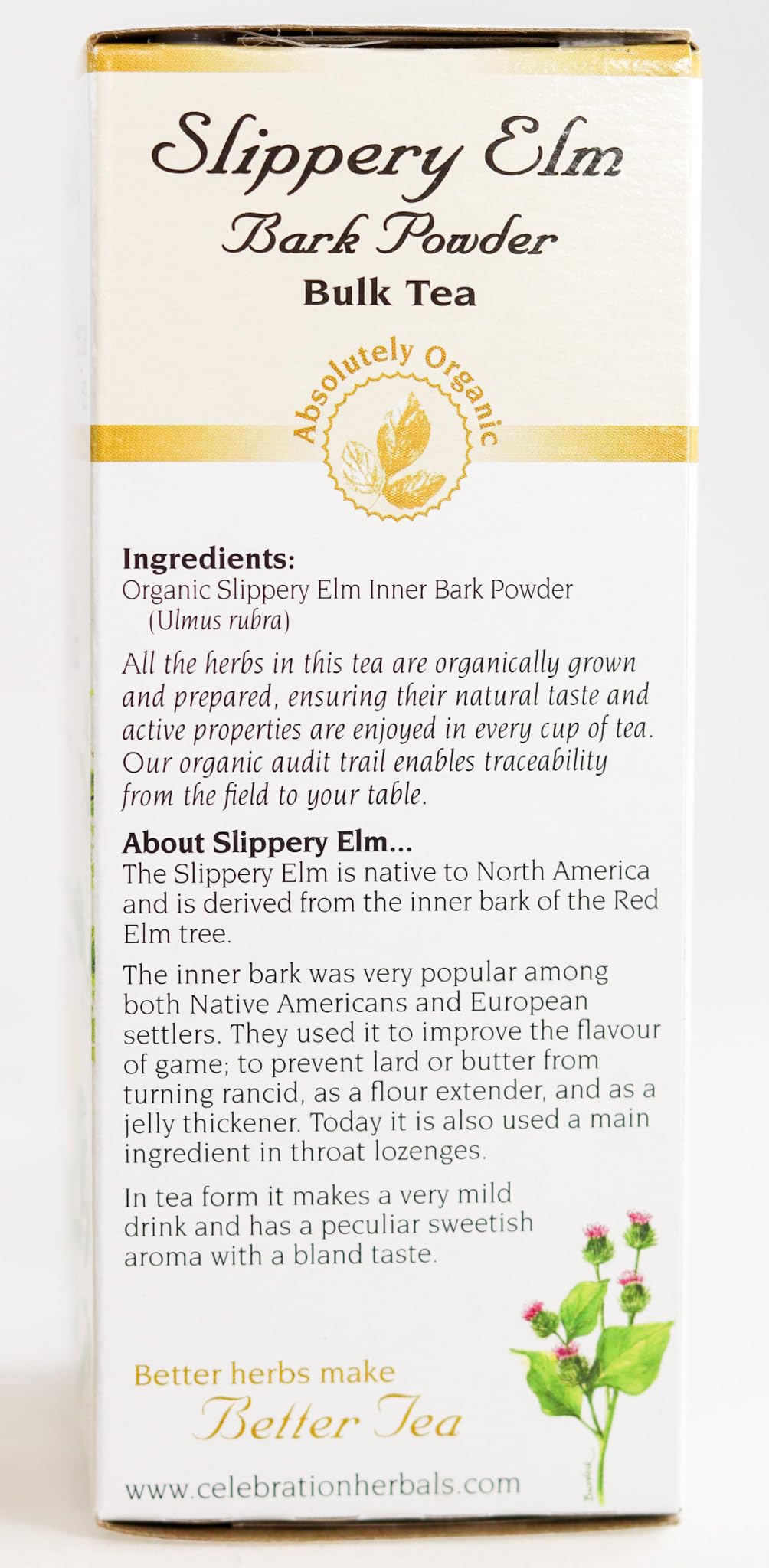 Celebration Herbals Slippery Elm Bark Powder Tea Caffeine Free 40g, 1.44 Ounce
