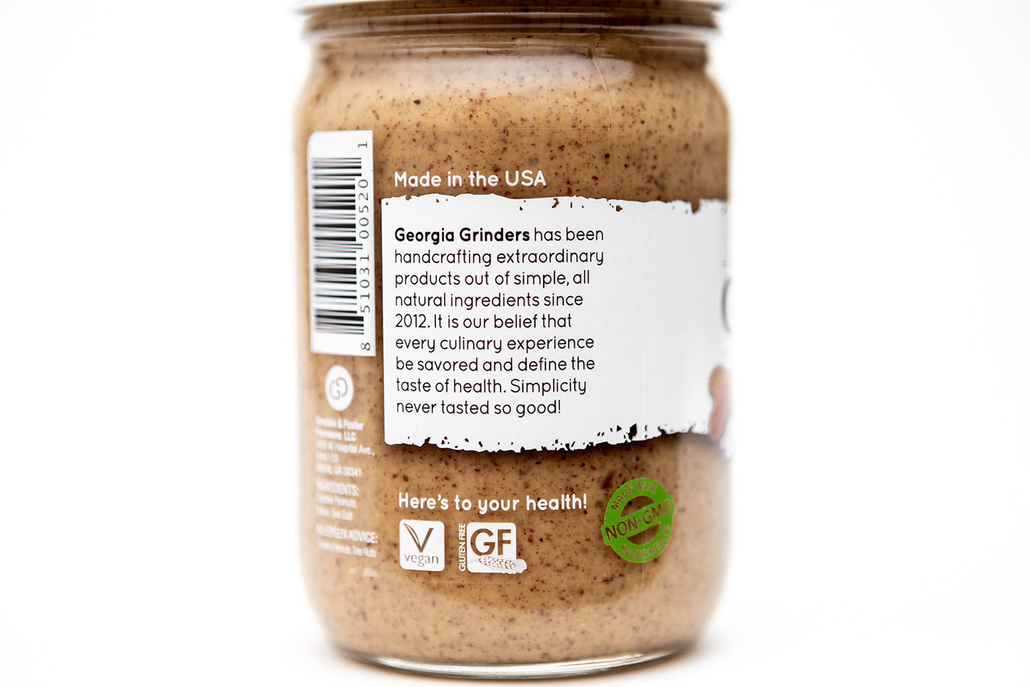 Georgia Grinders Pecan-Peanut Nut Butter 12Oz (1 Ct); Made Using Non-Gmo Georgian Grown Peanuts And Pecans, Vegan, Kosher, Glute