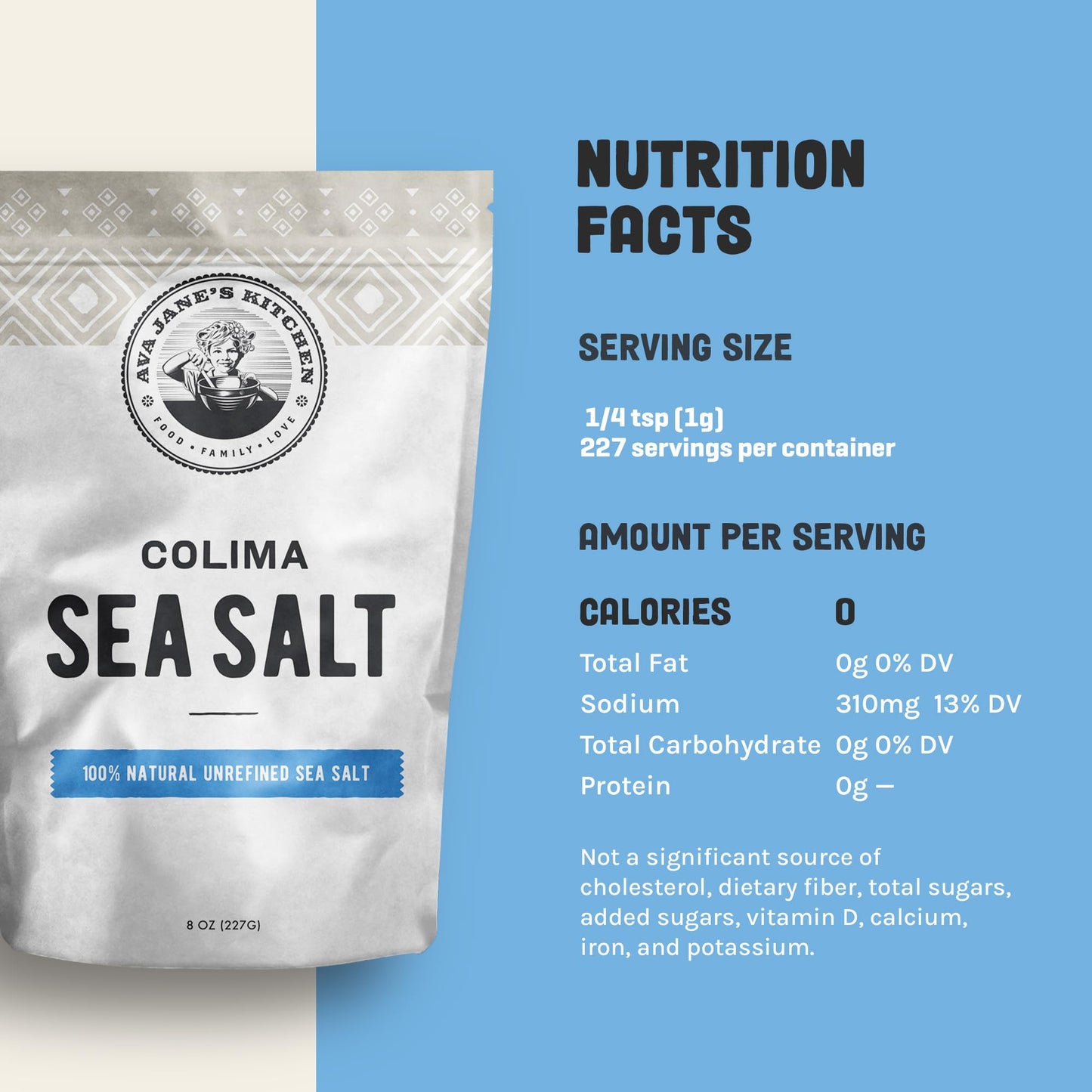 Ava Janes Kitchen - Colima Coarse Sea Salt - 100% Unrefined, Natural, and Hand-Harvested - Protects Heart - Shapes Figure - Boo
