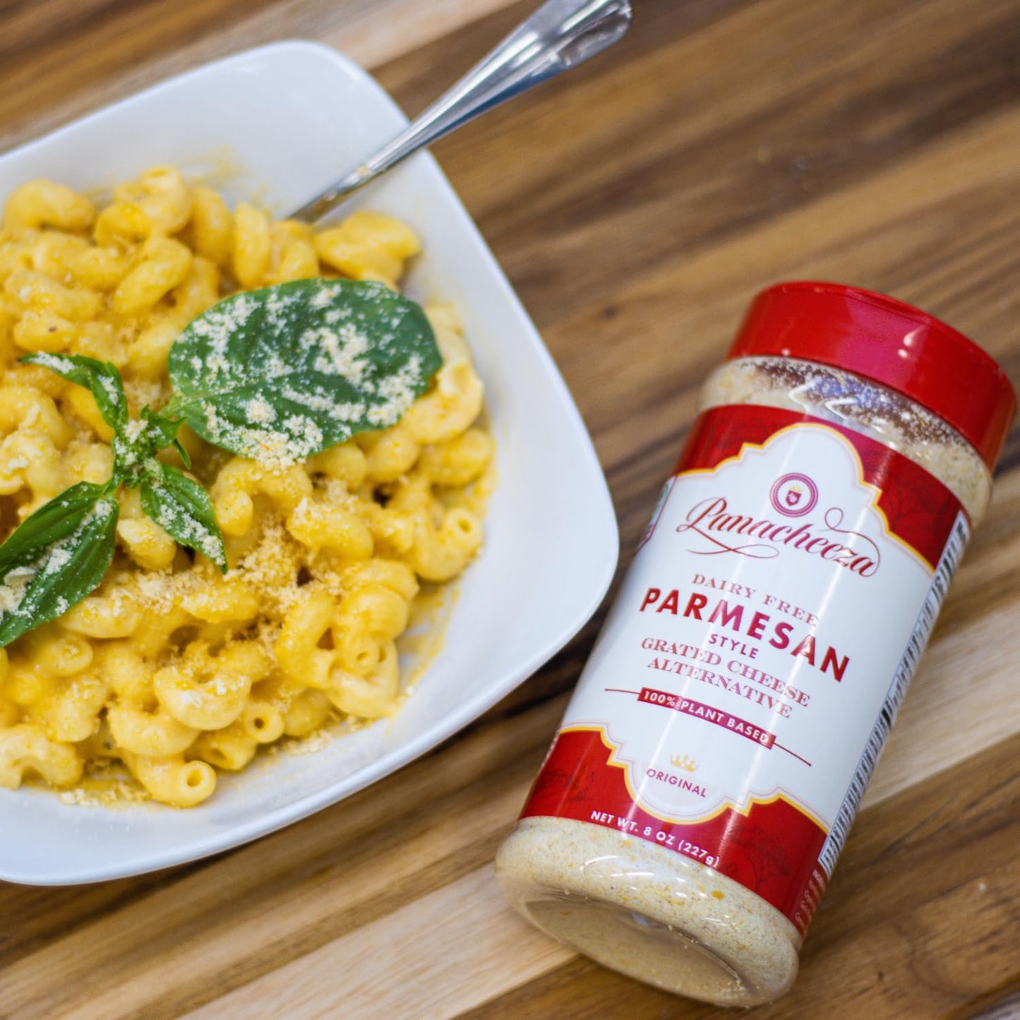Panacheeza Plant Based Grated Parmesan - Vegan, Bold Flavor for Pastas, Pizzas & Salads - 8oz Shelf Stable