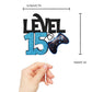Caiwowo Level 15 Game Birthday Cake Topper - Paper Decoration for Boys 15th Birthday - Blue, Black Gaming Party Supplies