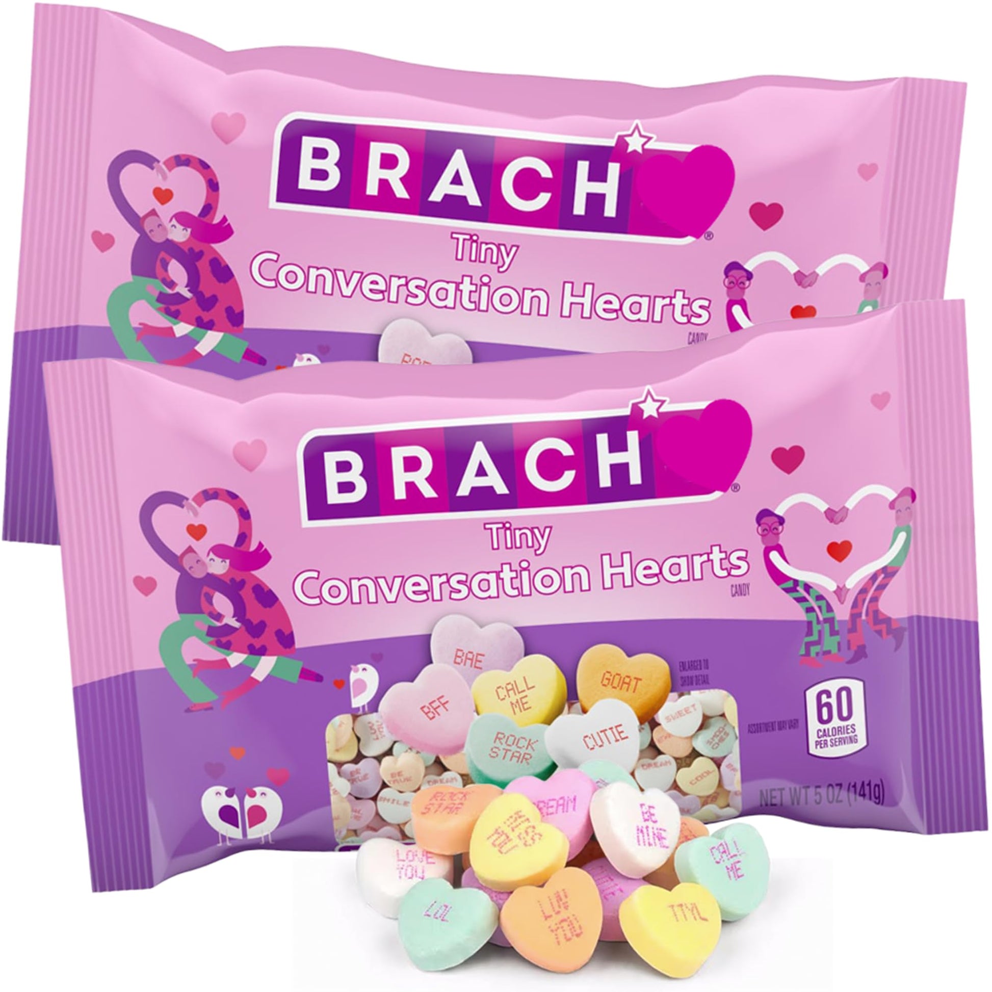 GEEOOLLAH Tiny Conversation Hearts Candy - Assorted Fruit Flavors, 5 oz Bags