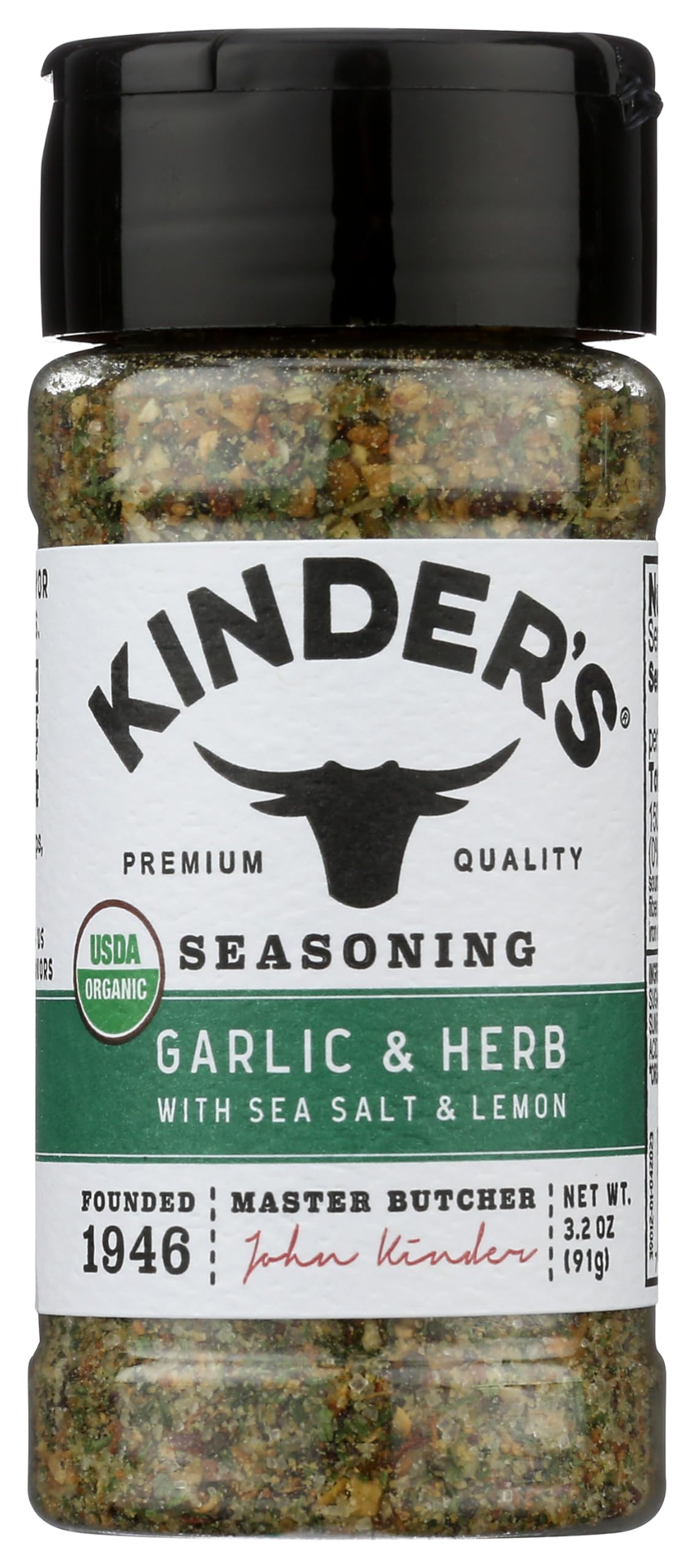 Kinders Organic Garlic Herb Sea Salt & Lemon Seasoning, 3.2 Oz