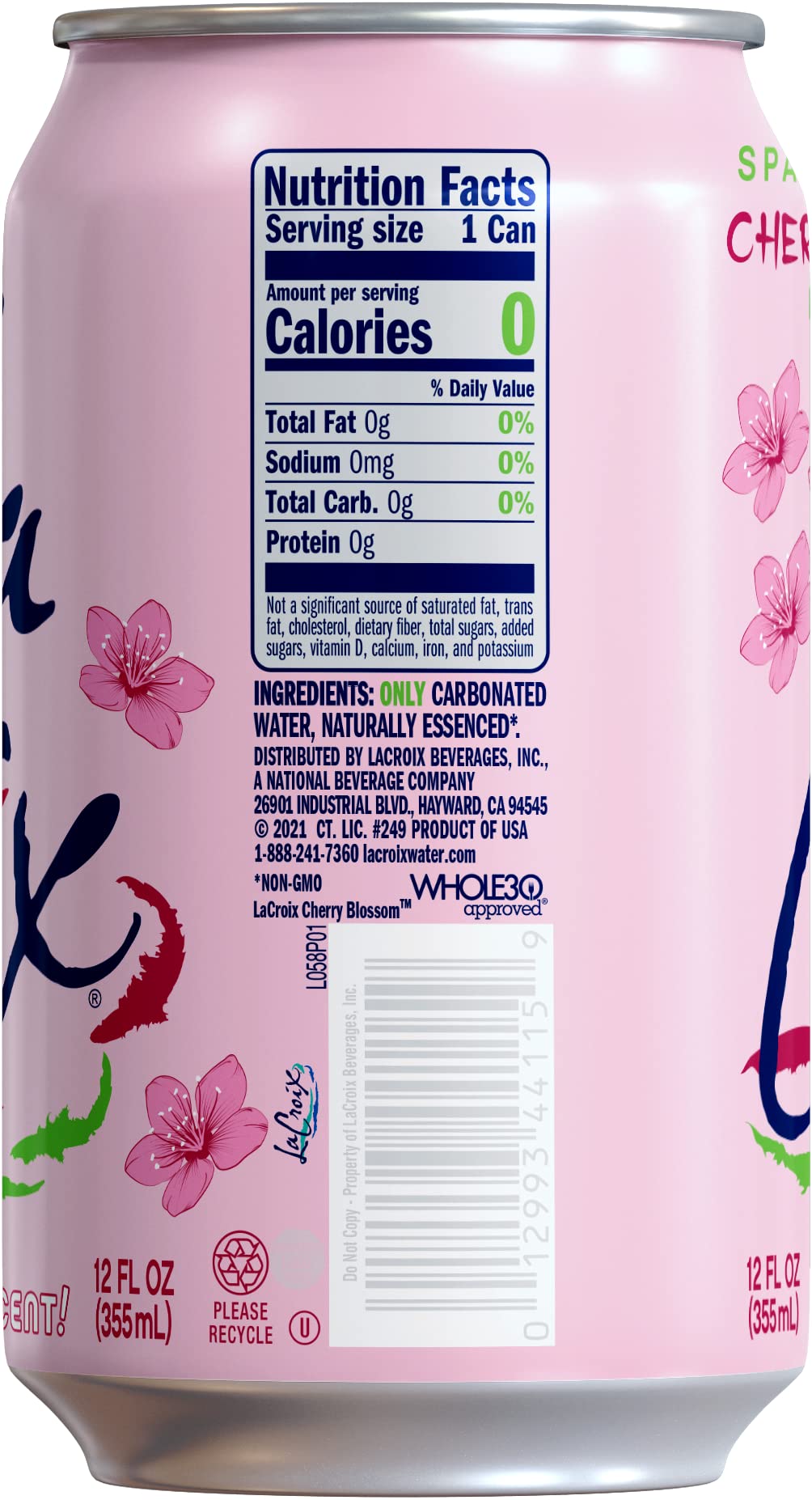 LaCroix Sparkling Water Cherry Blossom, 12 Fl Oz, Pack of 12 - Refreshing Zero Calorie Beverage