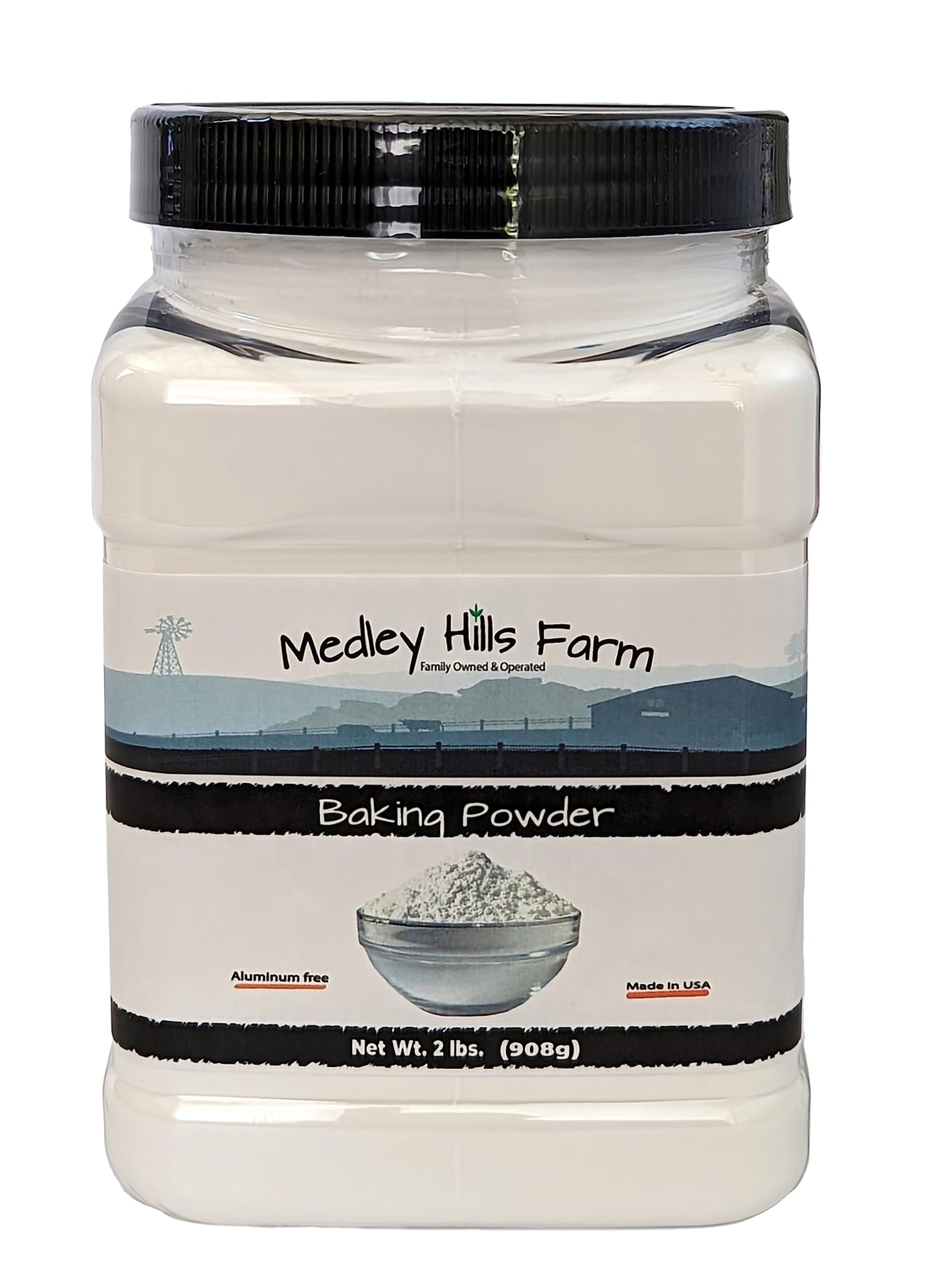 Baking Powder aluminum free by Medley hills farm 2 Lbs. in Reusable Container - Double acting aluminum free baking powder - Kosher - enhanced Baking Powder for cooking - Baking - Made in USA