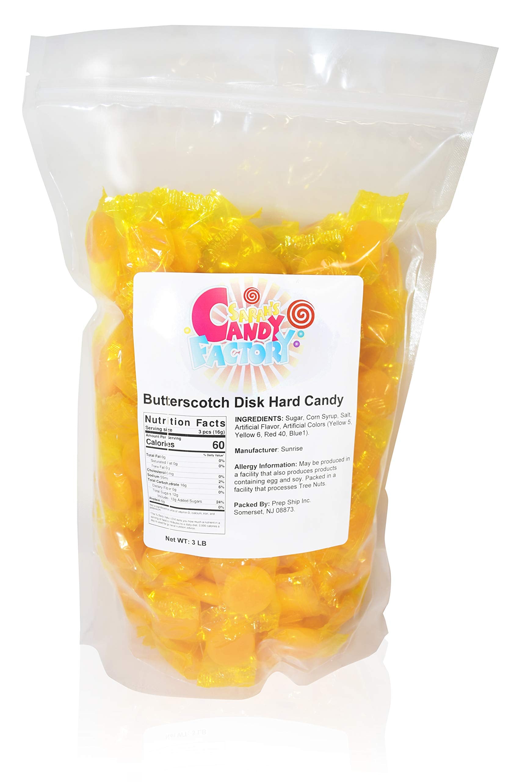 Sarah'S Candy Factory Butterscotch Discs Hard Candy In Resealable Bag 3 Lbs