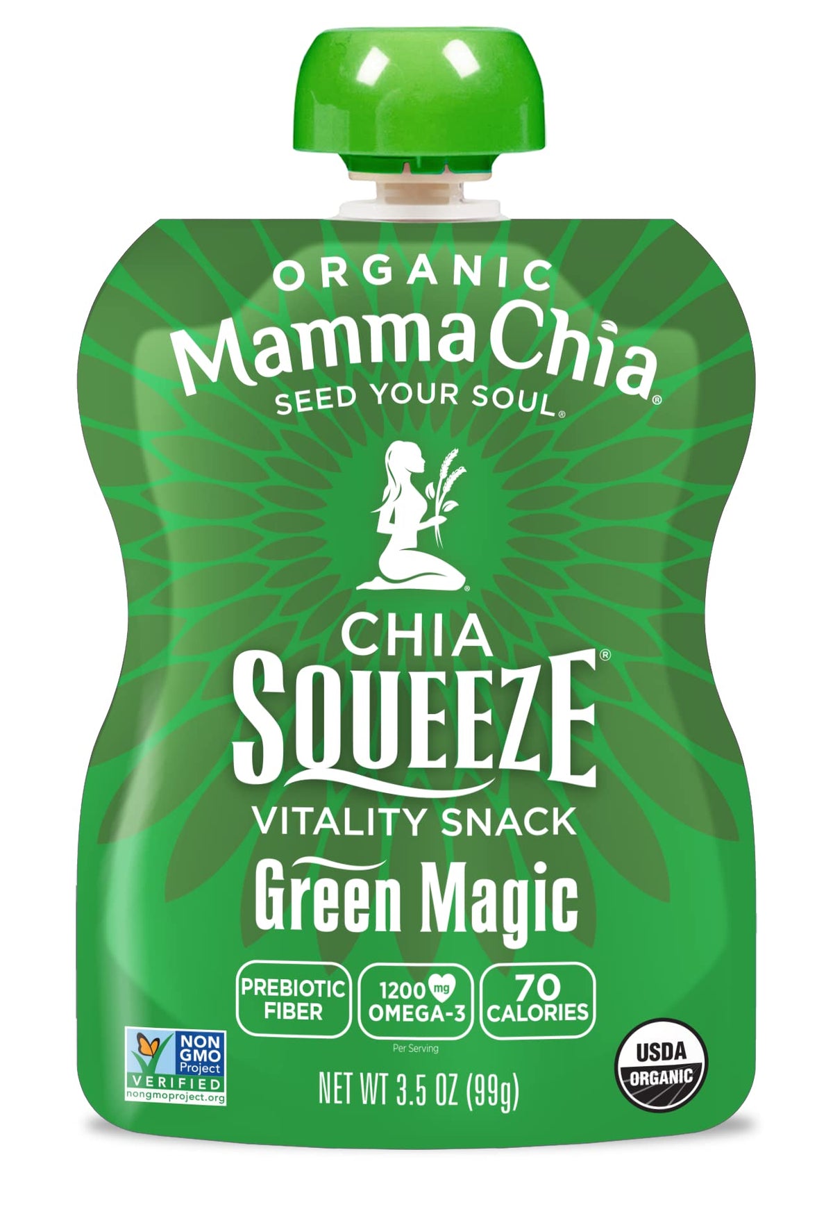 Mamma Chia Organic Vitality Squeeze Snack, Green Magic, 24- 3.05 Ounce Chia Snack. Usda Organic, Non-Gmo, Vegan, Gluten Free, An