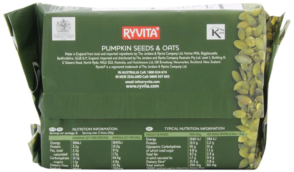 Ryvita Pumpkin Seed & Oats Crispbread, 7-Ounces (Pack Of5)
