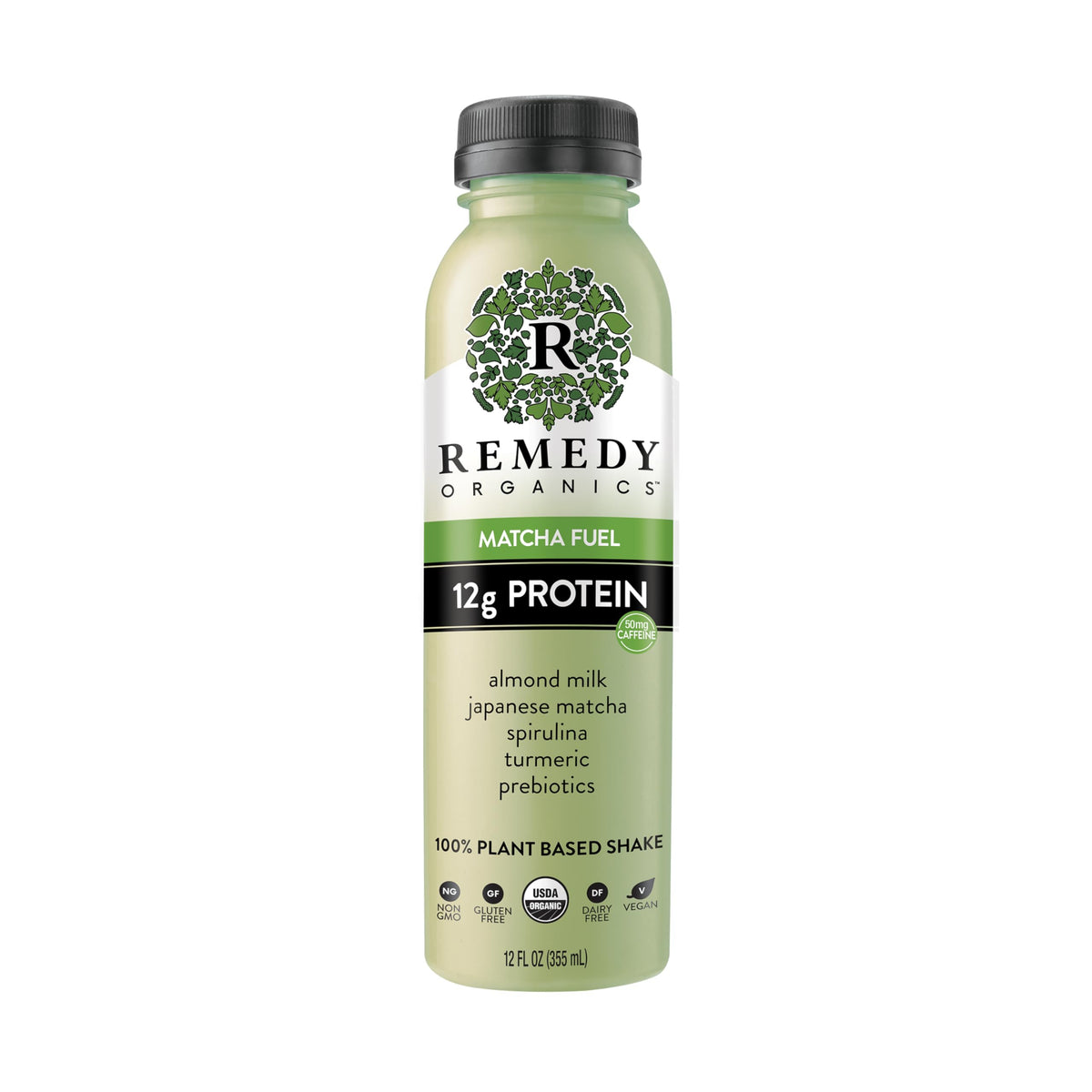 Remedy Organics Matcha Fuel 12-Pack | Plant Based 20g Protein Shakes, Ready to Drink | USDA Organic, Gluten Free, Dairy Free, So
