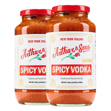 Arthur And Sons Spicy Flavor Blend Sauce - Creamy Italian Recipe With A Kick  Top-Grade Quality  All-Natural Ingredients  Non-Gmo  Gluten-Free  Perfect For Pasta  Pizza  And Cooking - 2 Pack (48Oz)