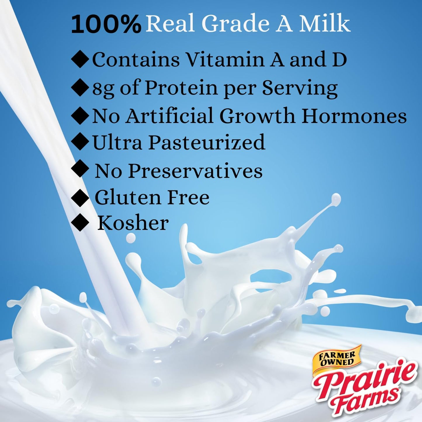 Prairie Farms 2% Reduced Fat Shelf Stable Milk, UHT, Vitamin D, Gluten Free, 32 Fl Oz (1 Quart)