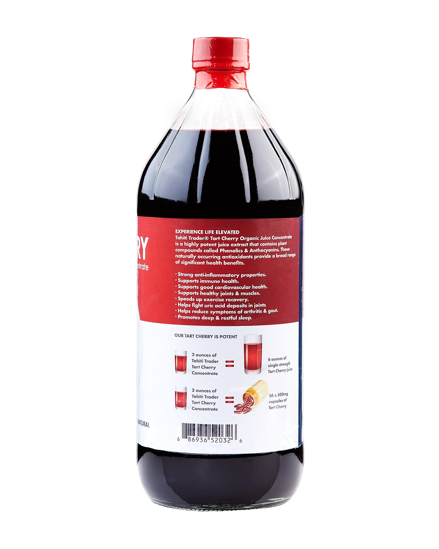 Tahiti Trader Tart Cherry Juice Concentrate - Ready To Drink Organic Superfood Promoting Immune Support & Overall Health - Pure, Unsweetened Fruit Juice - (32 Oz, 2 Pack)