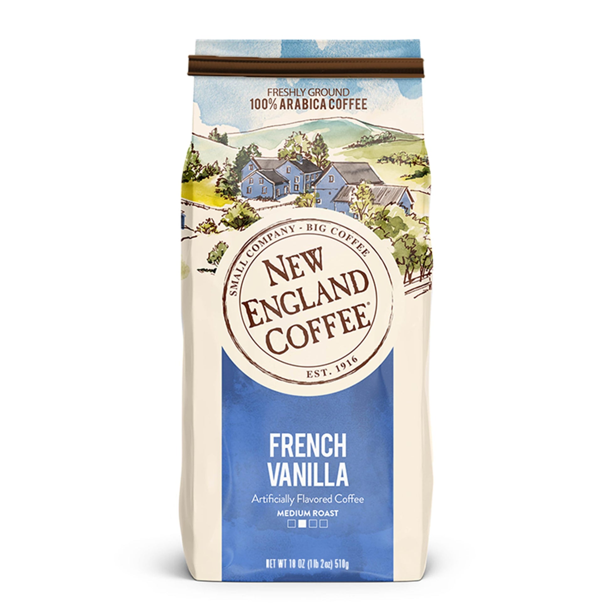 New England Coffee French Vanilla Medium Roast Ground Coffee  18Oz Bag (Pack Of 1)