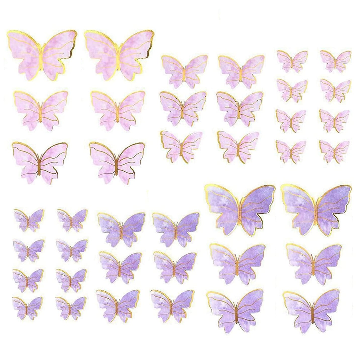 40Pcs Glitter Butterfly Decorations Supplies Golden 3D Butterfly Birthday Cake Toppers Rainbow Cupcake Toppers Butterfly Wall St