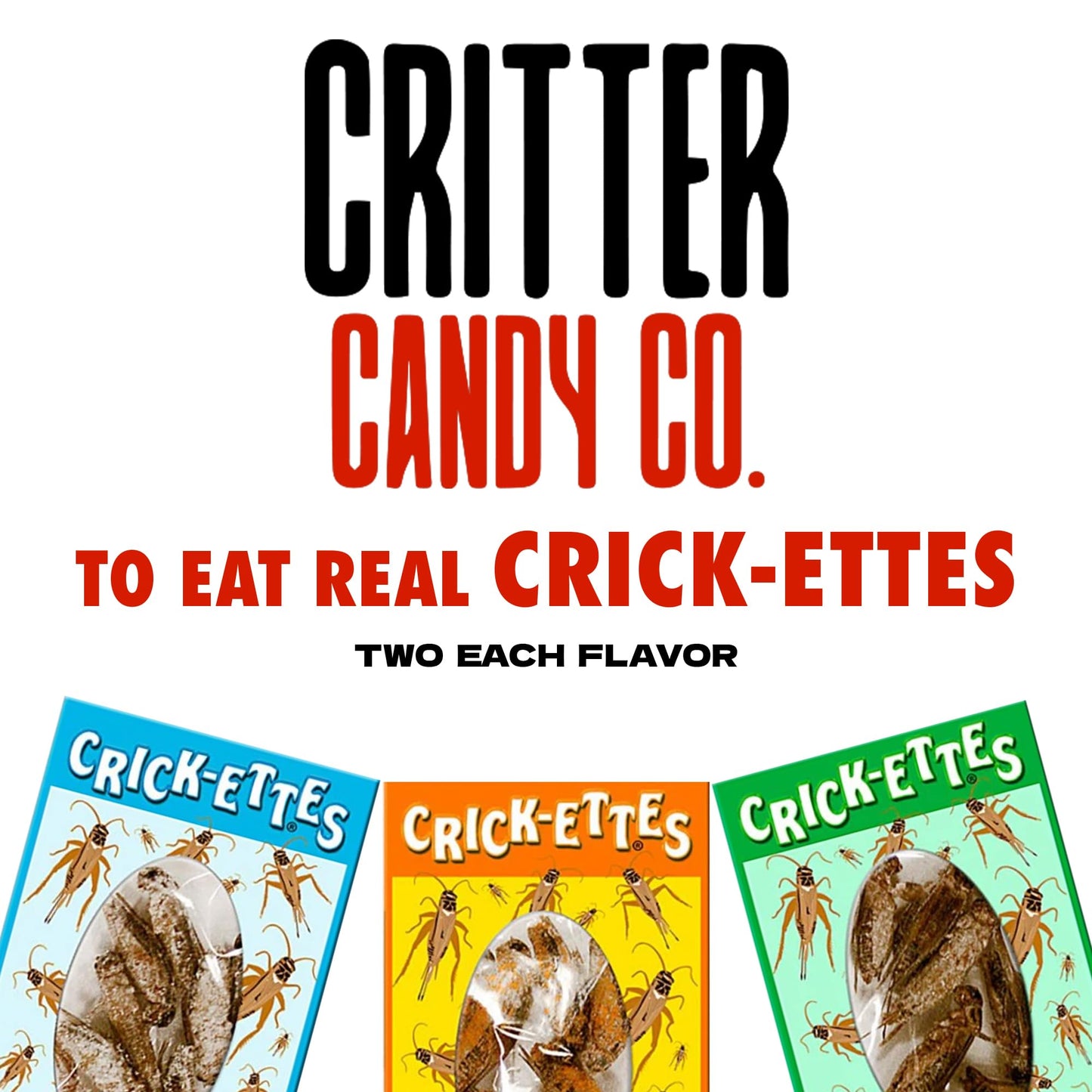 Hotlix Crick-Ettes Edible Bugs (6-Pack) | Salt N Vinegar, Bacon & Cheese, Sour Cream & Onion | Dried Crickets To Eat | Weird Snacks For Humans & Pets | Edible Crickets For Parties & Exotic Snacks