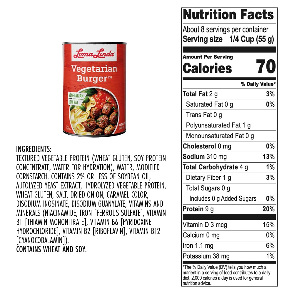 Loma Linda - Plant-Based Meats (Vegetarian Burger (15 oz.), 3 Pack)