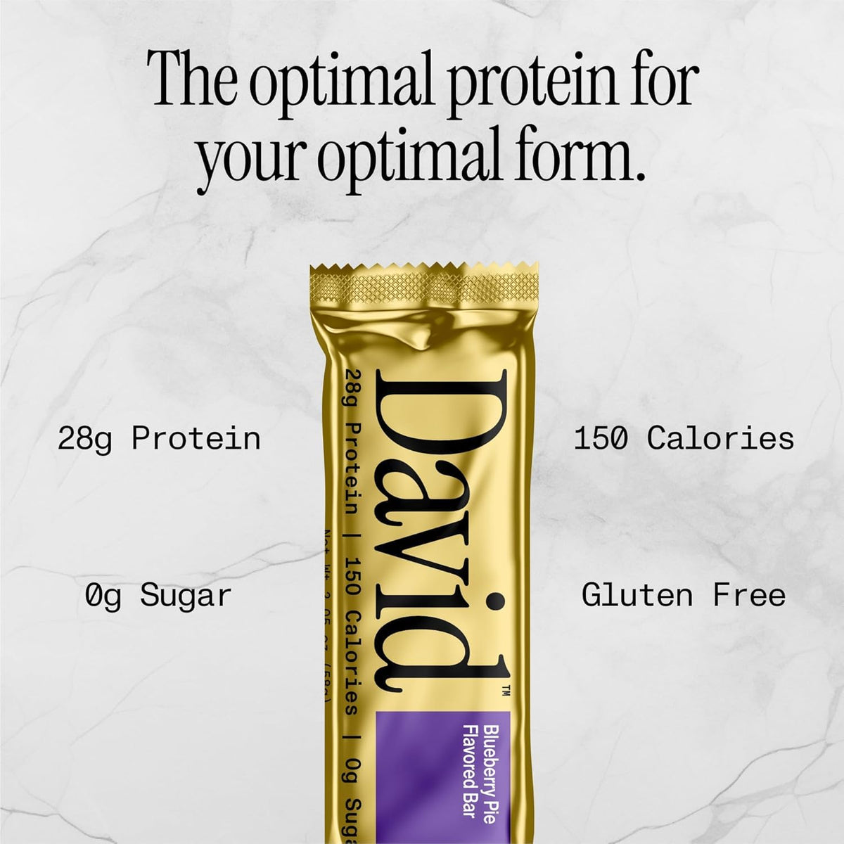 David Protein Bar  Blueberry Pie  24 Protein Bars | 28g of Protein | 150 Calories | 0g of Sugar - High Protein  Low Carb  Gluten Free Protein Bar  Pack of 24