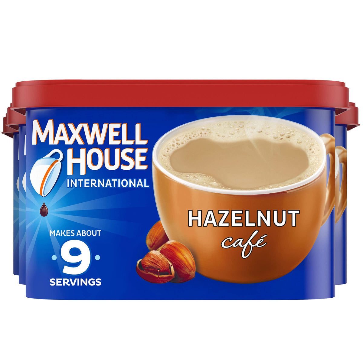 Maxwell House International Hazelnut Cafe-Style Beverage Mix, 9 Oz Canisters (Pack Of 4)