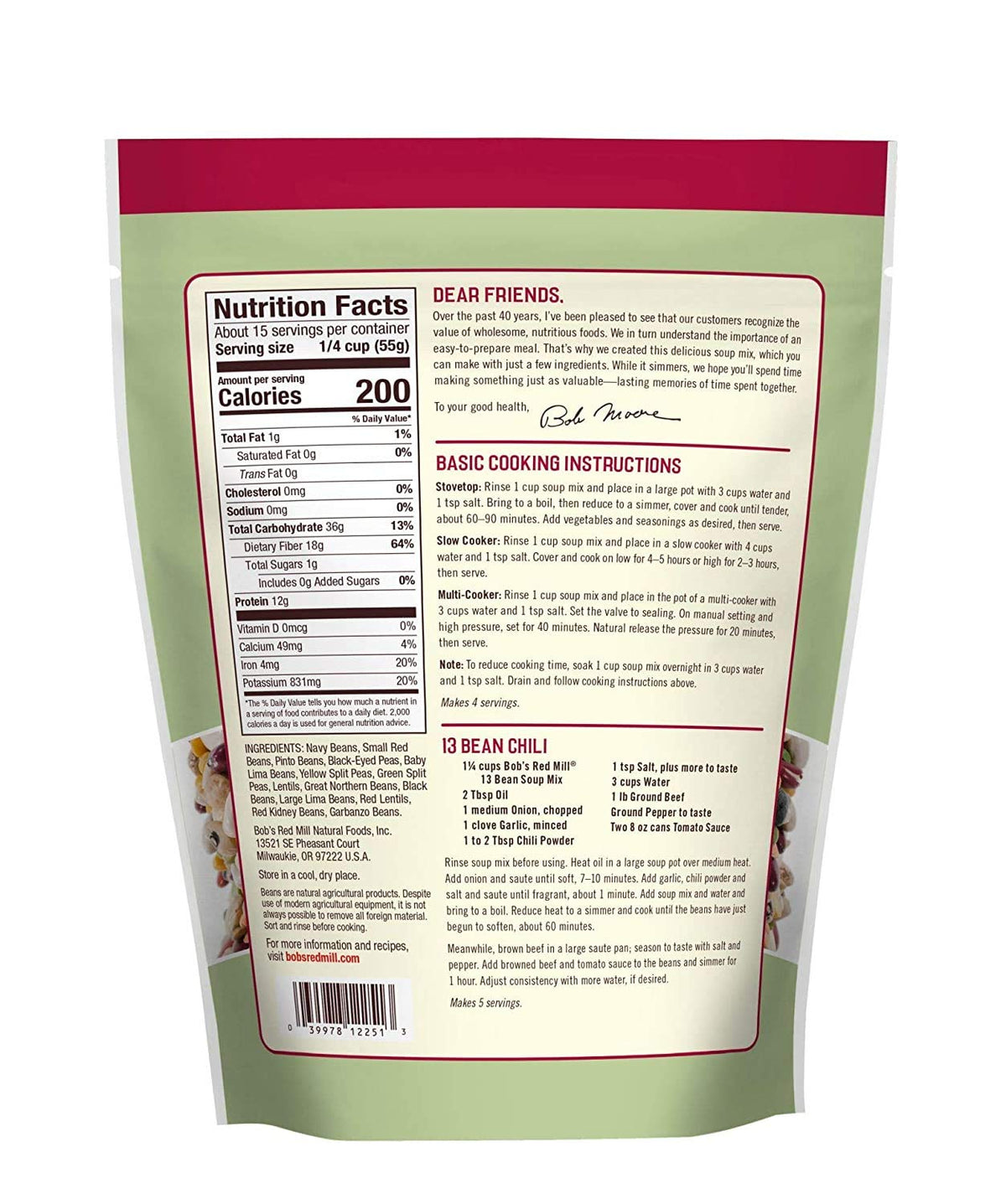 Bob'S Red Mill 13 Bean Soup Mix, 29 Ounce (Pack Of 2)