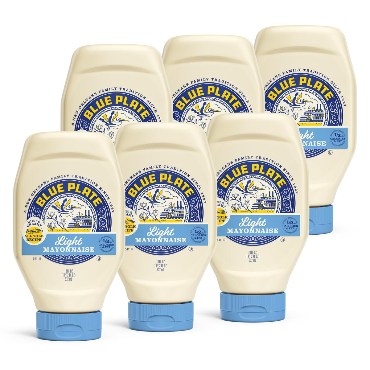 Blue Plate Light Mayonnaise, 18 Fl Oz Squeeze Bottle (Pack Of 6)