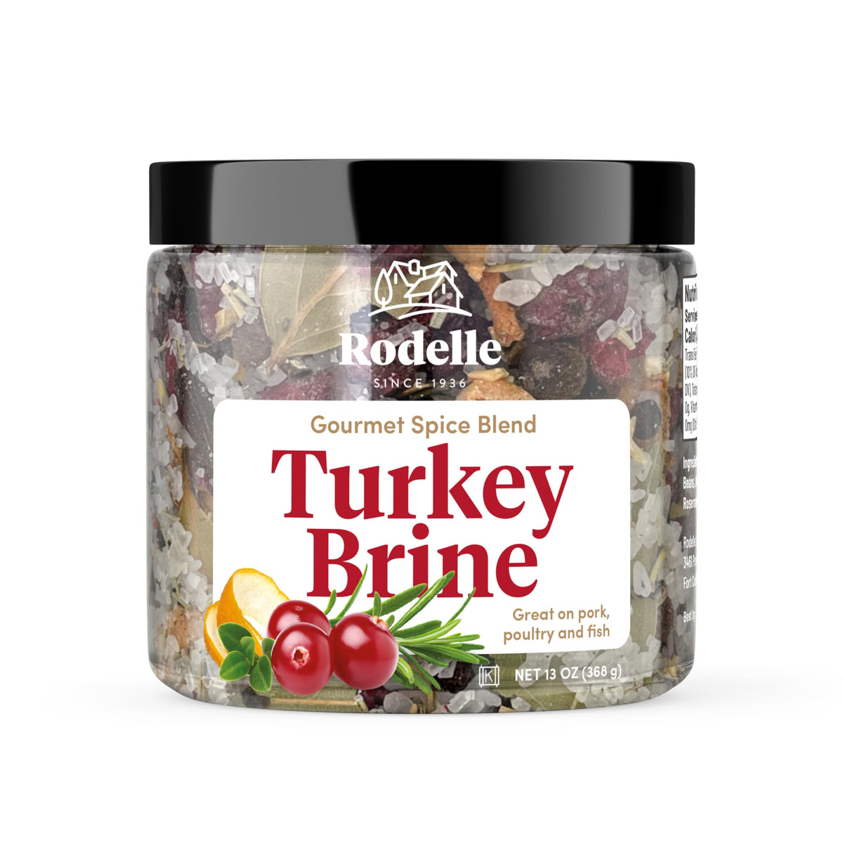 Rodelle Gourmet Turkey Brine, 13 Oz Jar, Good For One Turkey, Premium ingredients to Lock in Moisture | Turkey, Pork, Chicken, F