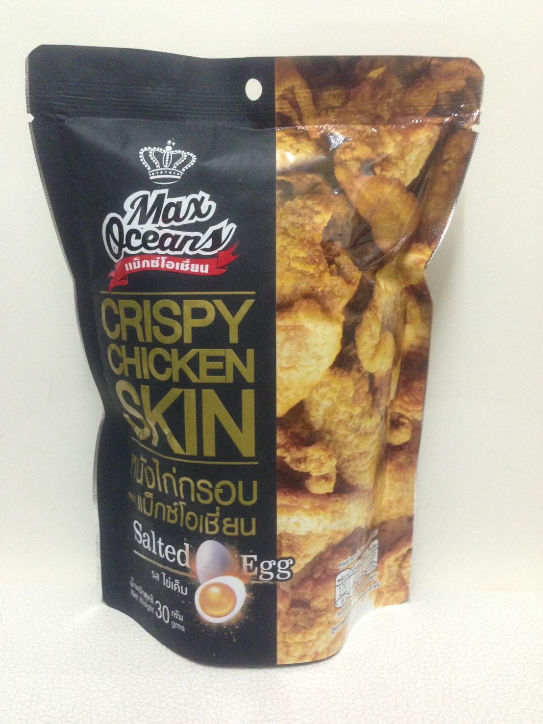 Max Oceans Brand, Crispy Fried Chicken, Crispy Chicken Skin, Salted Egg Flavour, Size 30g X 4 Packs