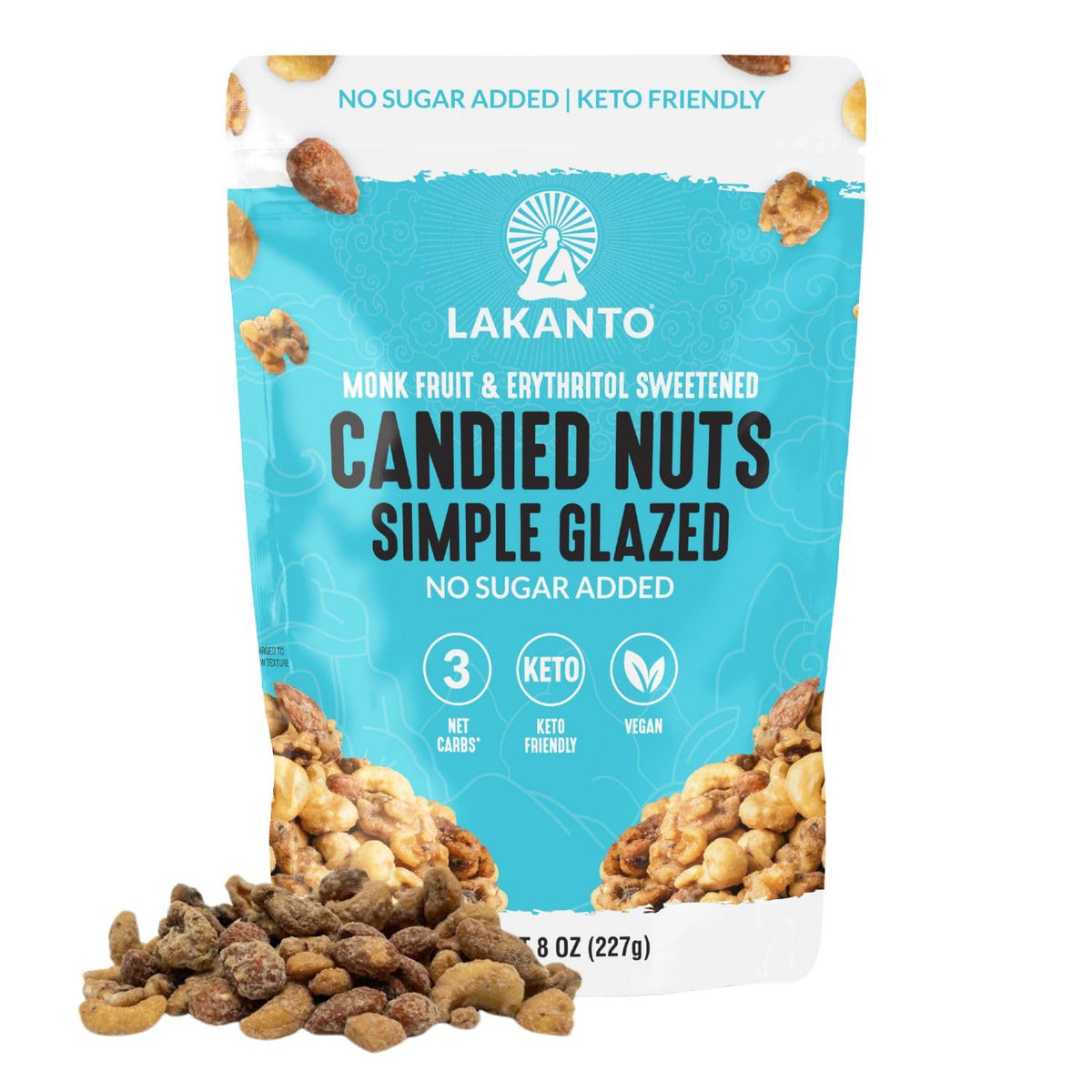 Lakanto Candied Nuts Simple Glazed - No Sugar Added, Sweetened with Monk Fruit, 3 Net Carbs, Keto Diet Friendly, Vegan, On the G