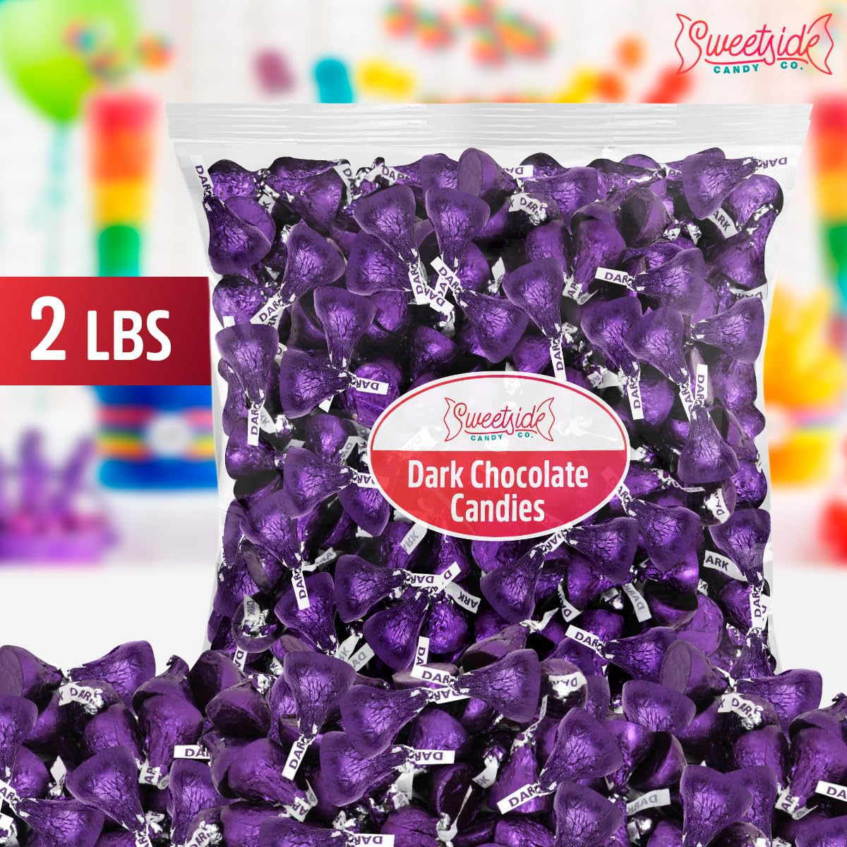 Kisses Special Dark Chocolate - 2 LB (Approx. 200 pcs) - Bulk Individually Wrapped Purple Foil Candy