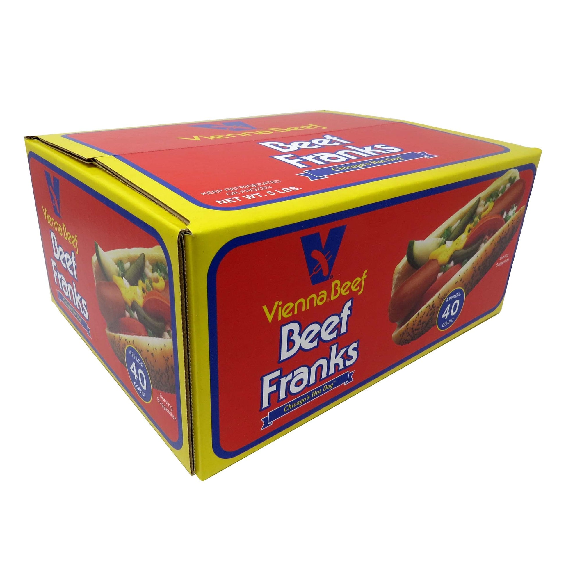 Vienna Beef Regular Skinless Franks 8:1 5 lbs. (Approx. 40 Franks)