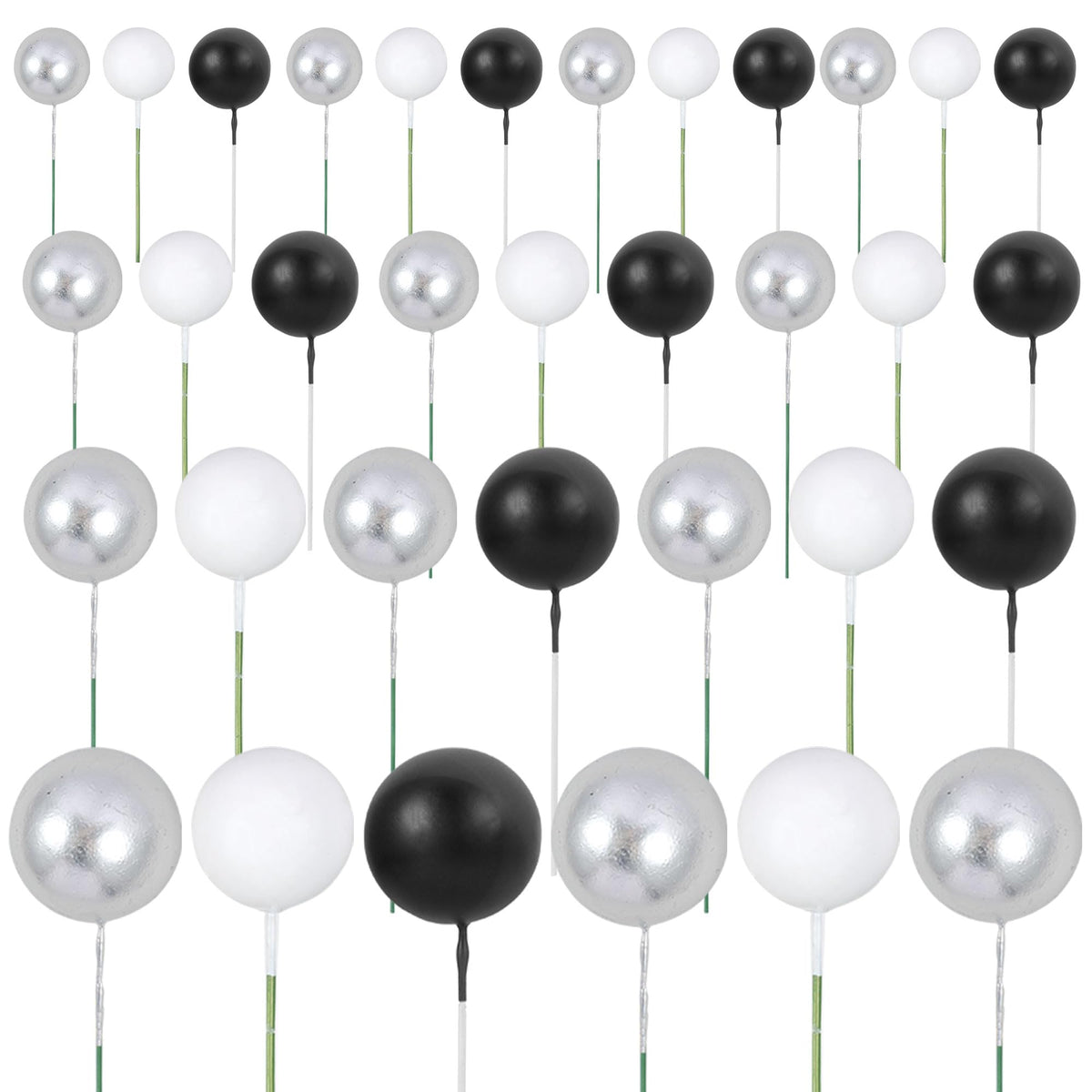 Gyufise 30Pcs Balls Cake Toppers Ball Picks Ball Shaped Cupcake Toppers Foam Balls Cake Topper Mini Balloons Cake Decorations Fo