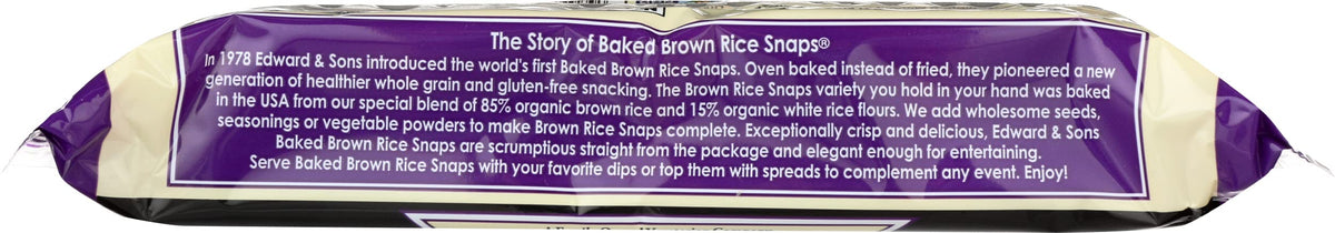 Edward & Sons, Brown Rice Snaps, Black Sesame Flavor, Organic, 3.5 oz