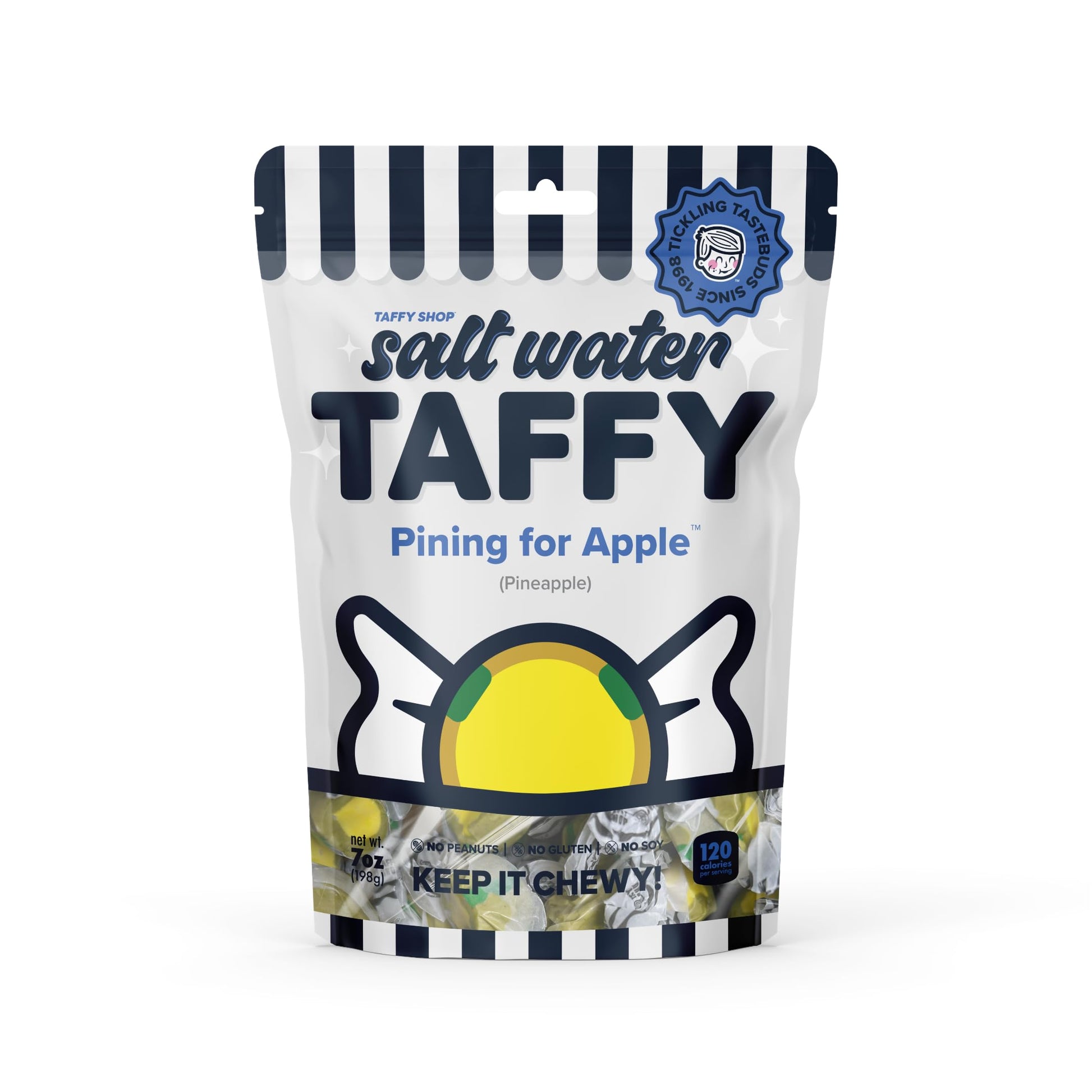 Taffy Shop Pining For Apple, Pineapple Salt Water Taffy - Gourmet Soft Chewy Candy, Bulk Sweet Snack, Fresh Gift & Gluten-Free, 