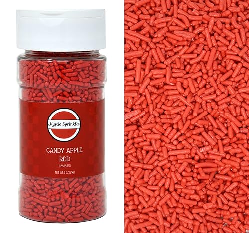 Mystic Sprinkles Solid Color Jimmy Sprinkles (Candy Apple Red Jimmies 3Oz)