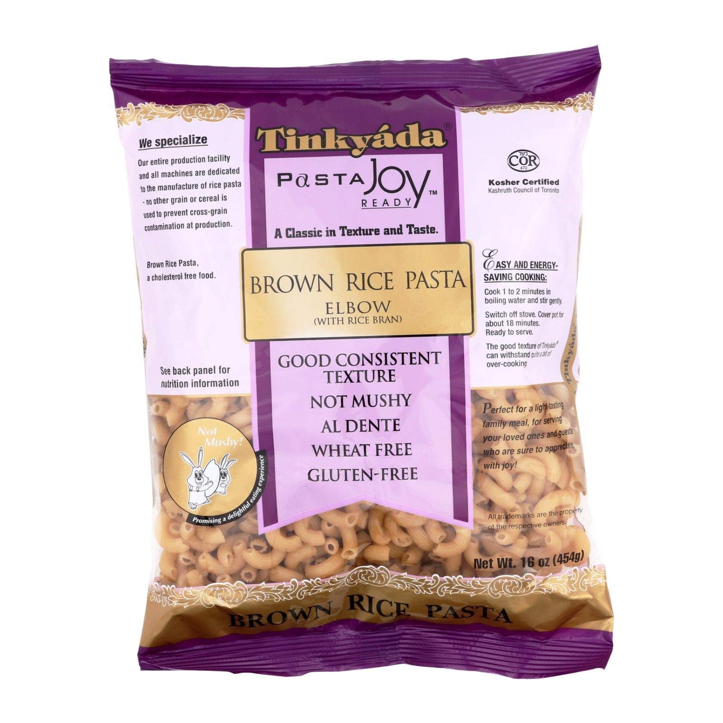 Tinkyada Brown Rice Elbow Pasta, 16 Ounce - 12 per case.