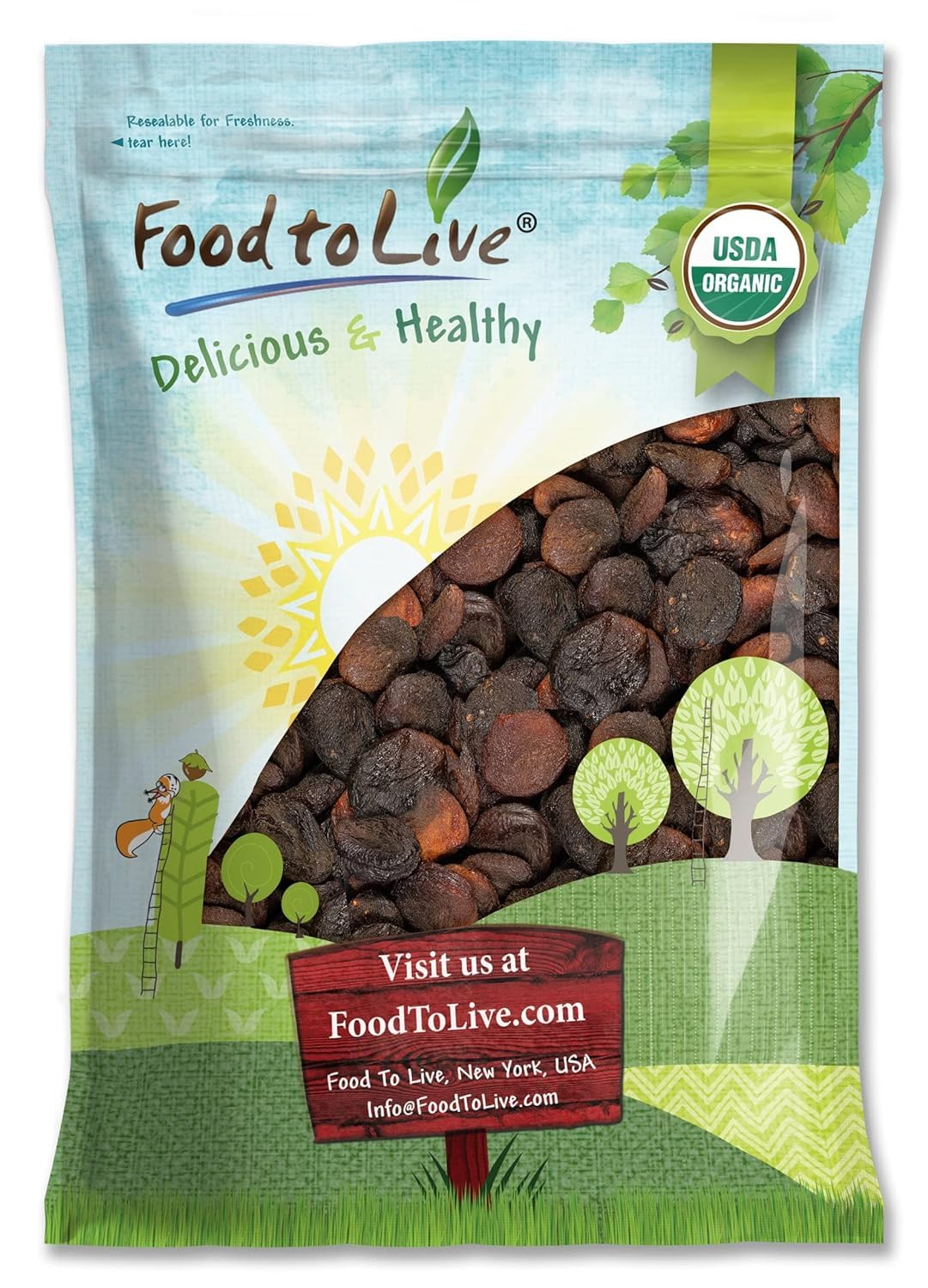 Food to Live Organic Dried Apricots, 8 Pounds — Non-GMO, Kosher, Unsulfured, Raw, Vegan, Bulk